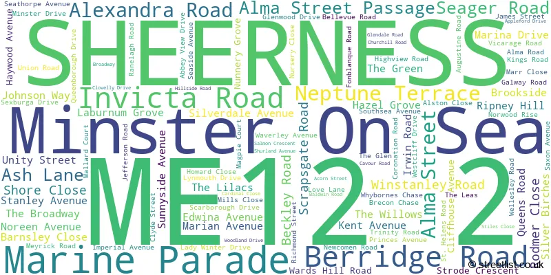 A word cloud for the ME12 2 postcode